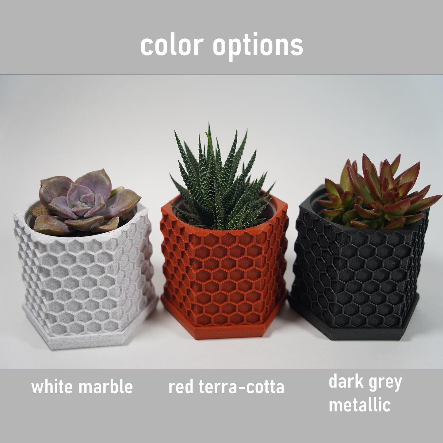 Geometric Planter with Magnetic Drip Tray - Honeycomb