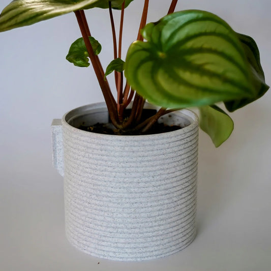 Modern Wall Planter with Removable Drip Tray and Nursery Pot Insert - horizontal loops